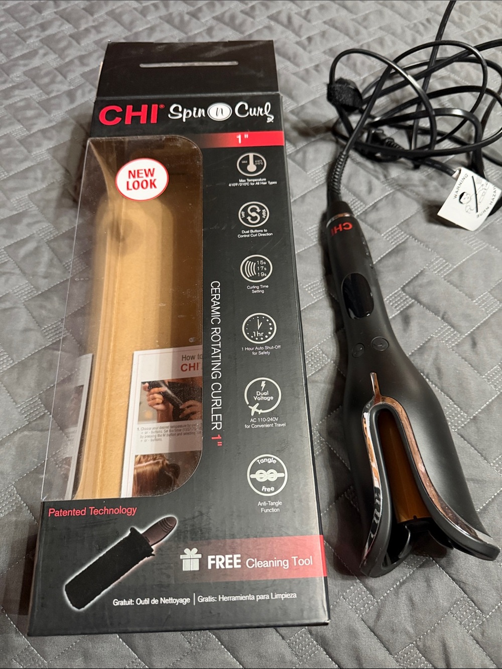 CHI Spin N Curl 1" Ceramic Rotating Curler - Black